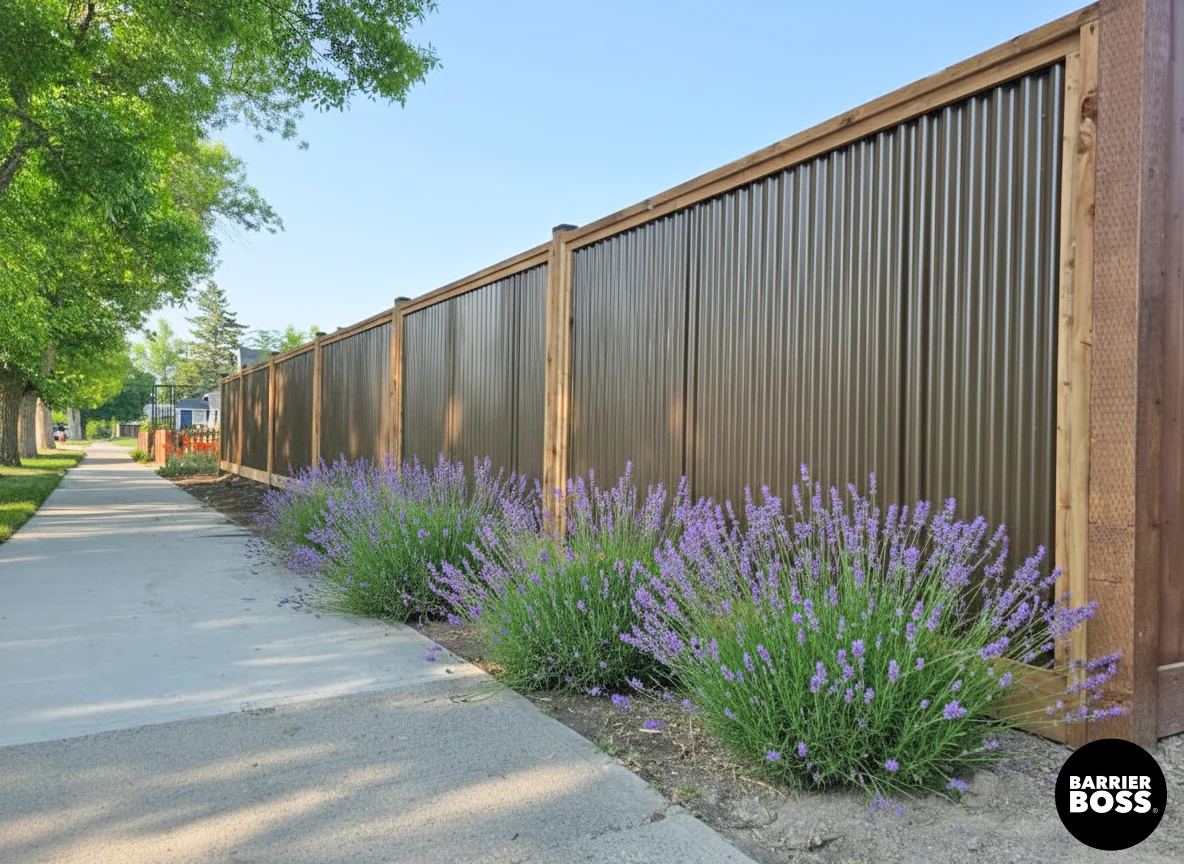 Corrugated Metal Privacy Fence Panels – Treated Wood Frame - Image 51