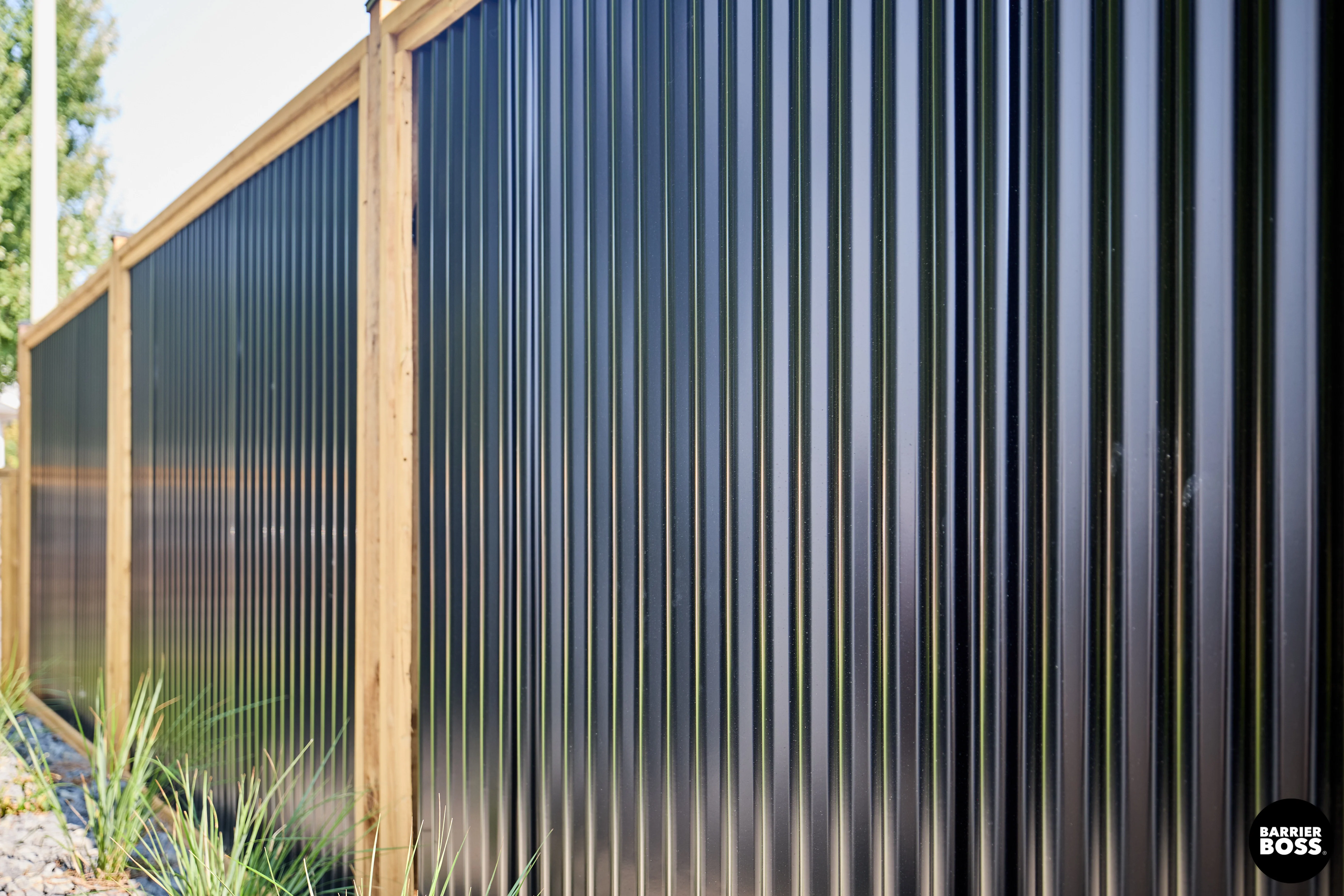 Corrugated Metal Privacy Fence Panels – Treated Wood Frame - Image 56