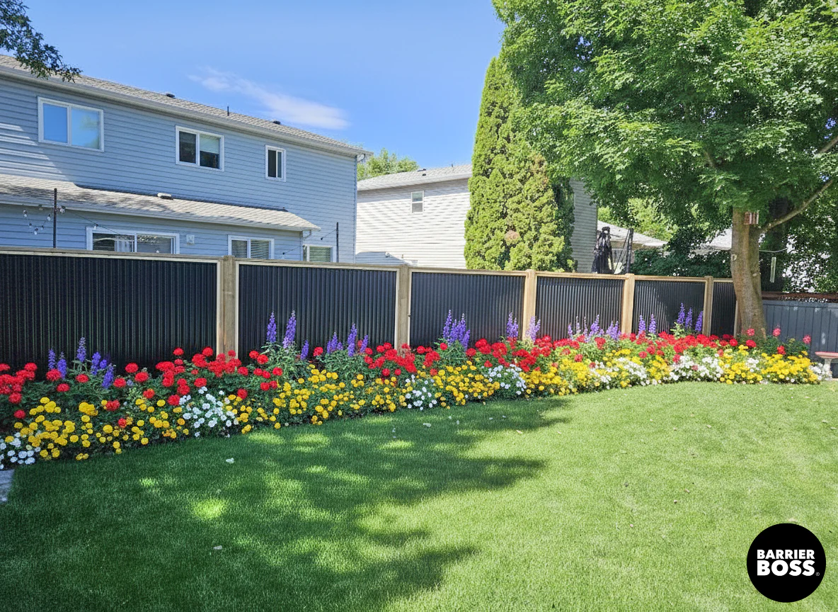 Corrugated Metal Privacy Fence Panels – Treated Wood Frame - Image 57