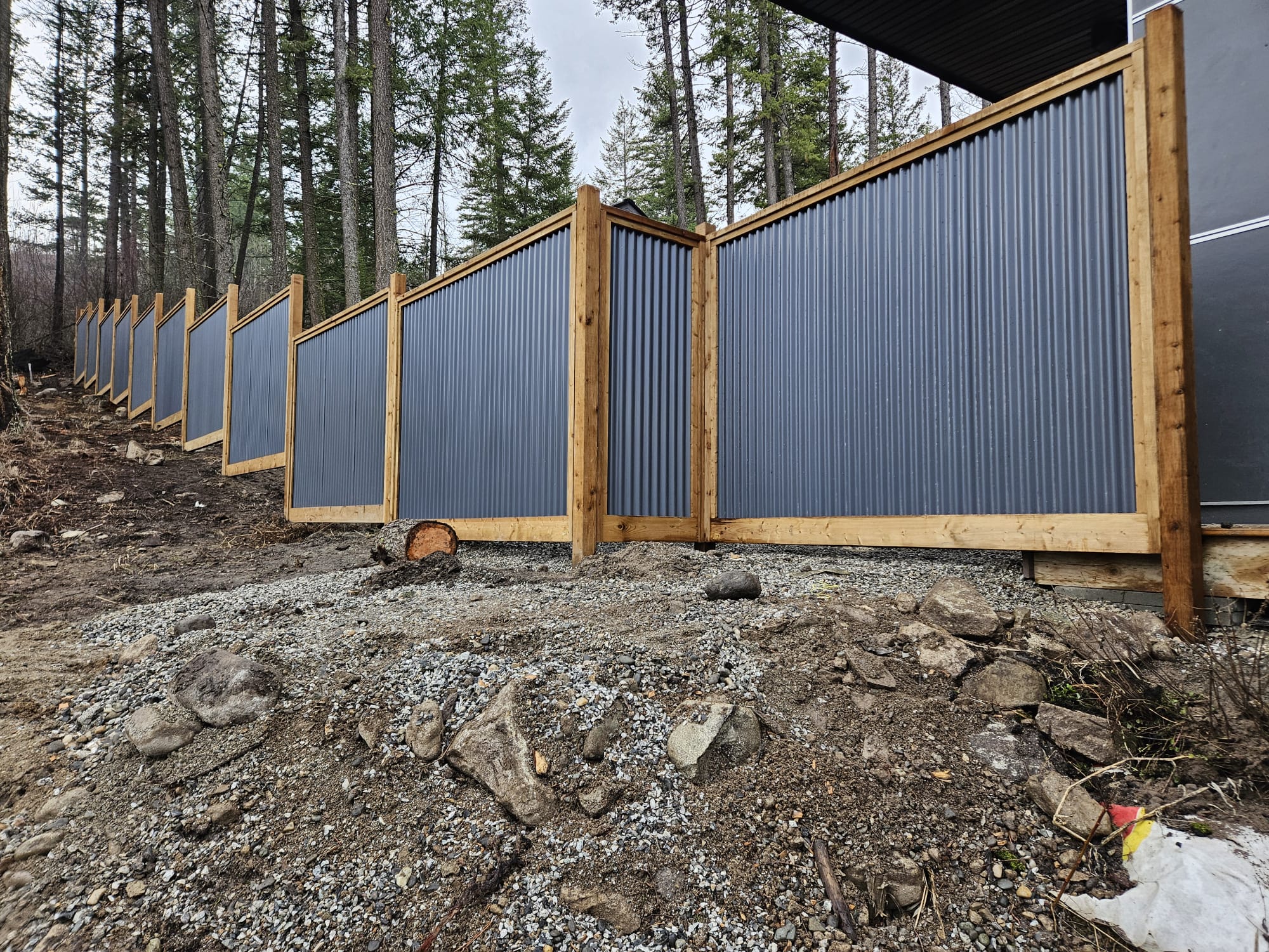 Corrugated Metal Privacy Fence Panels – Treated Wood Frame - Image 78