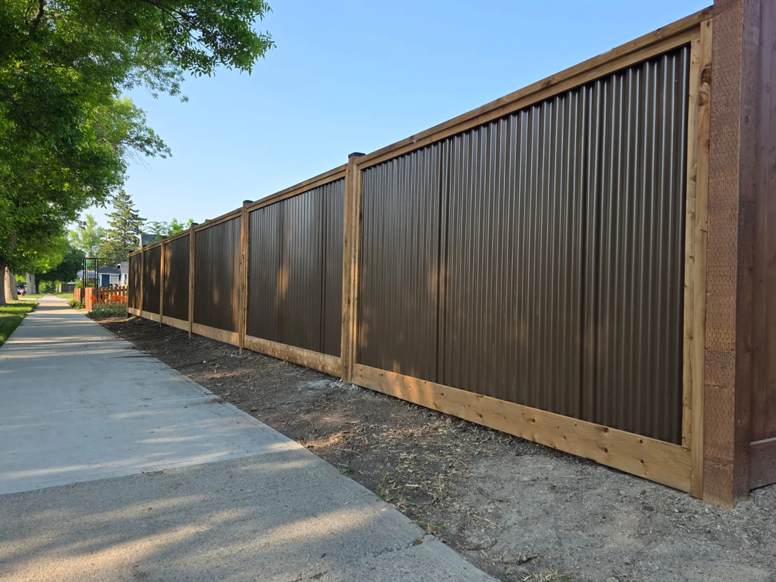 Corrugated Metal Privacy Fence Panels – Treated Wood Frame - Image 80