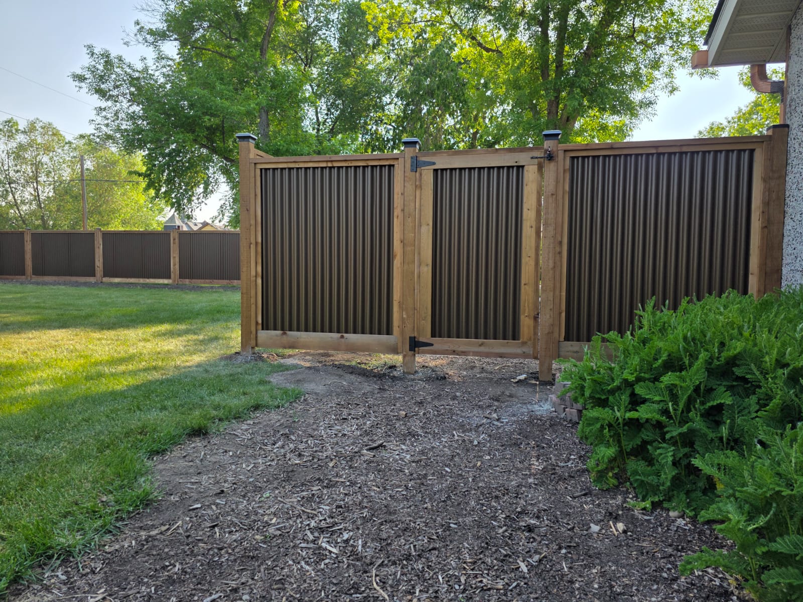 Corrugated Metal Privacy Fence Panels – Treated Wood Frame - Image 84