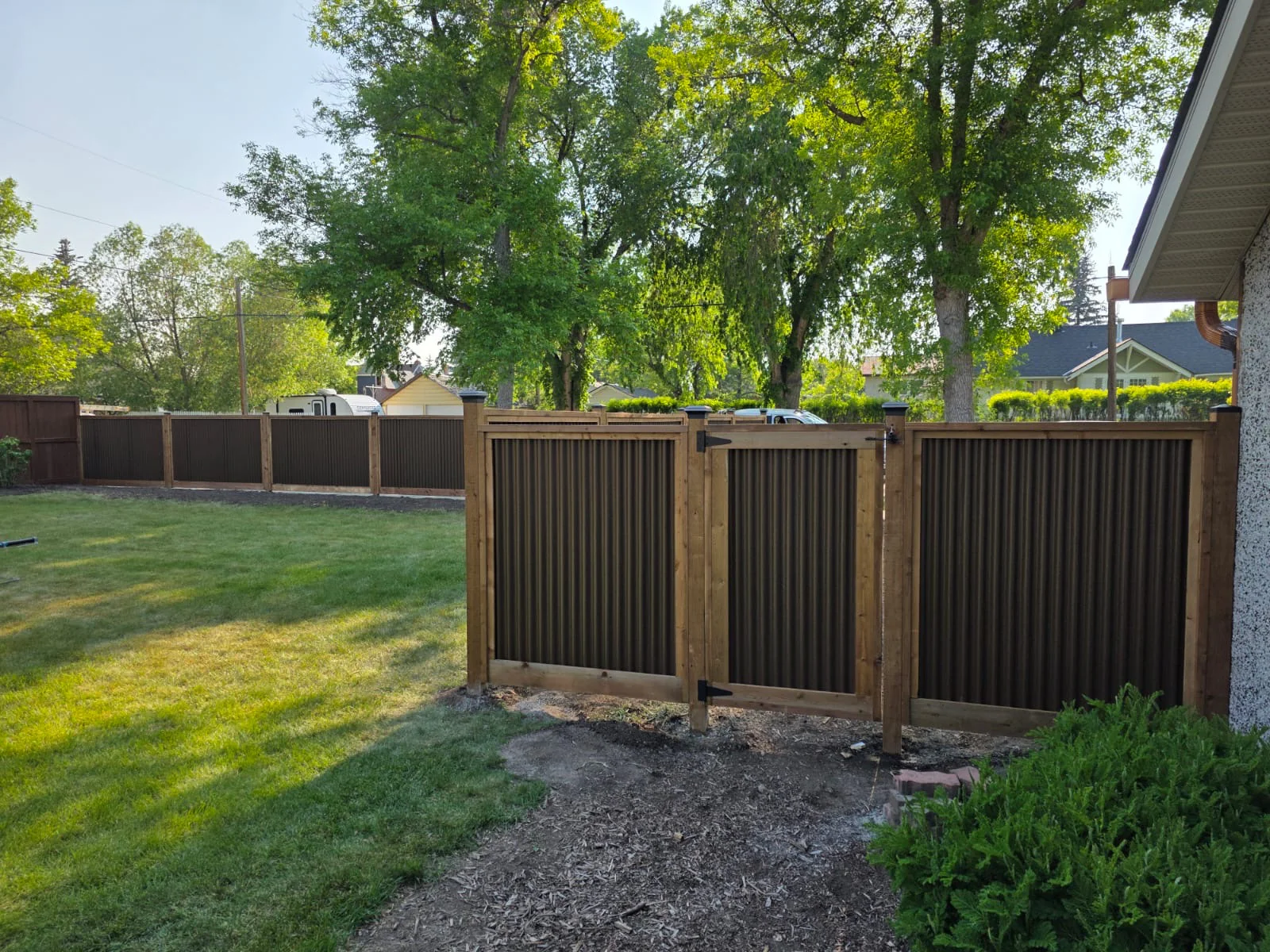 Corrugated Metal Privacy Fence Panels – Treated Wood Frame - Image 85