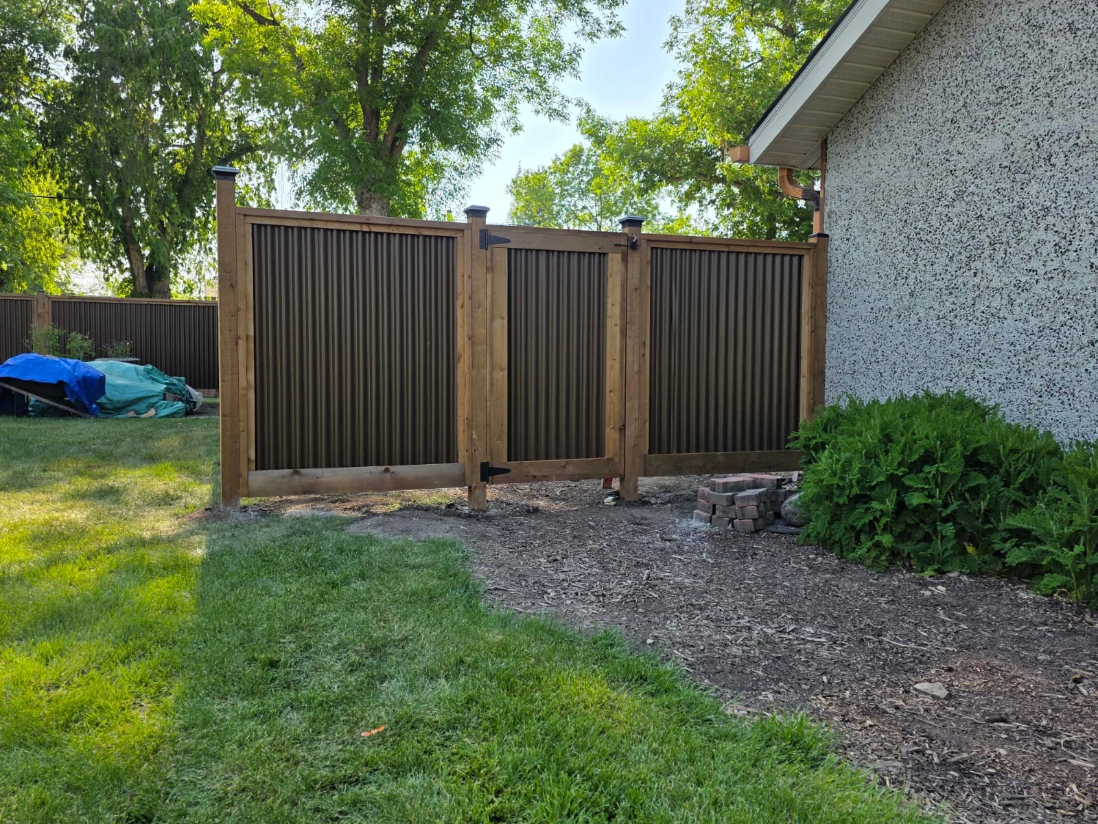 Corrugated Metal Privacy Fence Panels – Treated Wood Frame - Image 88