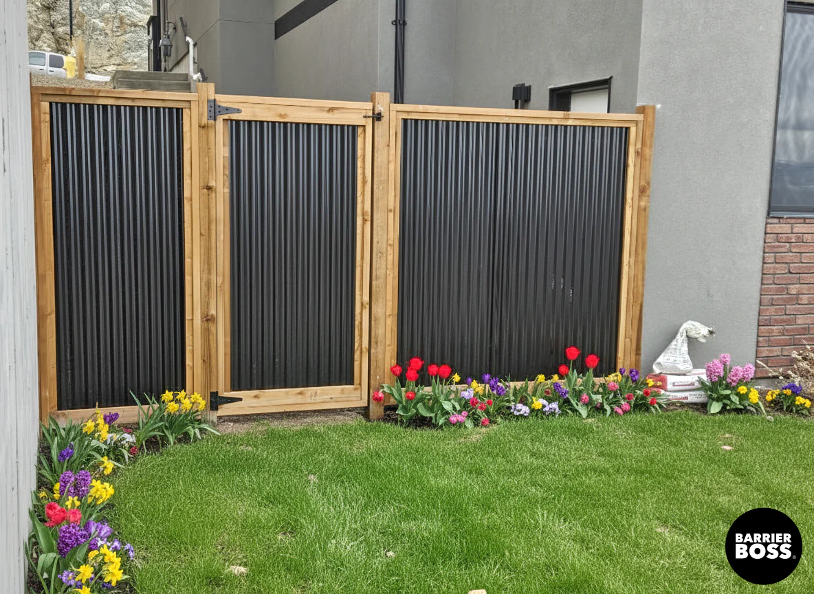 Corrugated Metal Privacy Fence Panels – Treated Wood Frame - Image 72