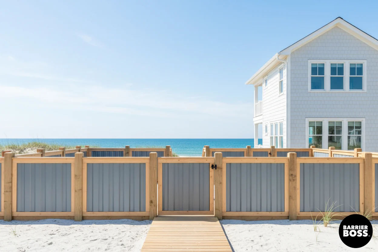 Ribbed Metal Privacy Fence Panels - Treated Wood Frame - Image 21