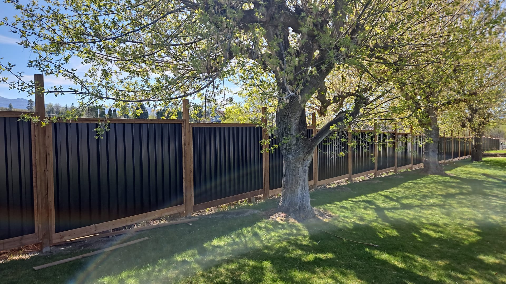 Ribbed Metal Privacy Fence Panels - Treated Wood Frame - Image 22