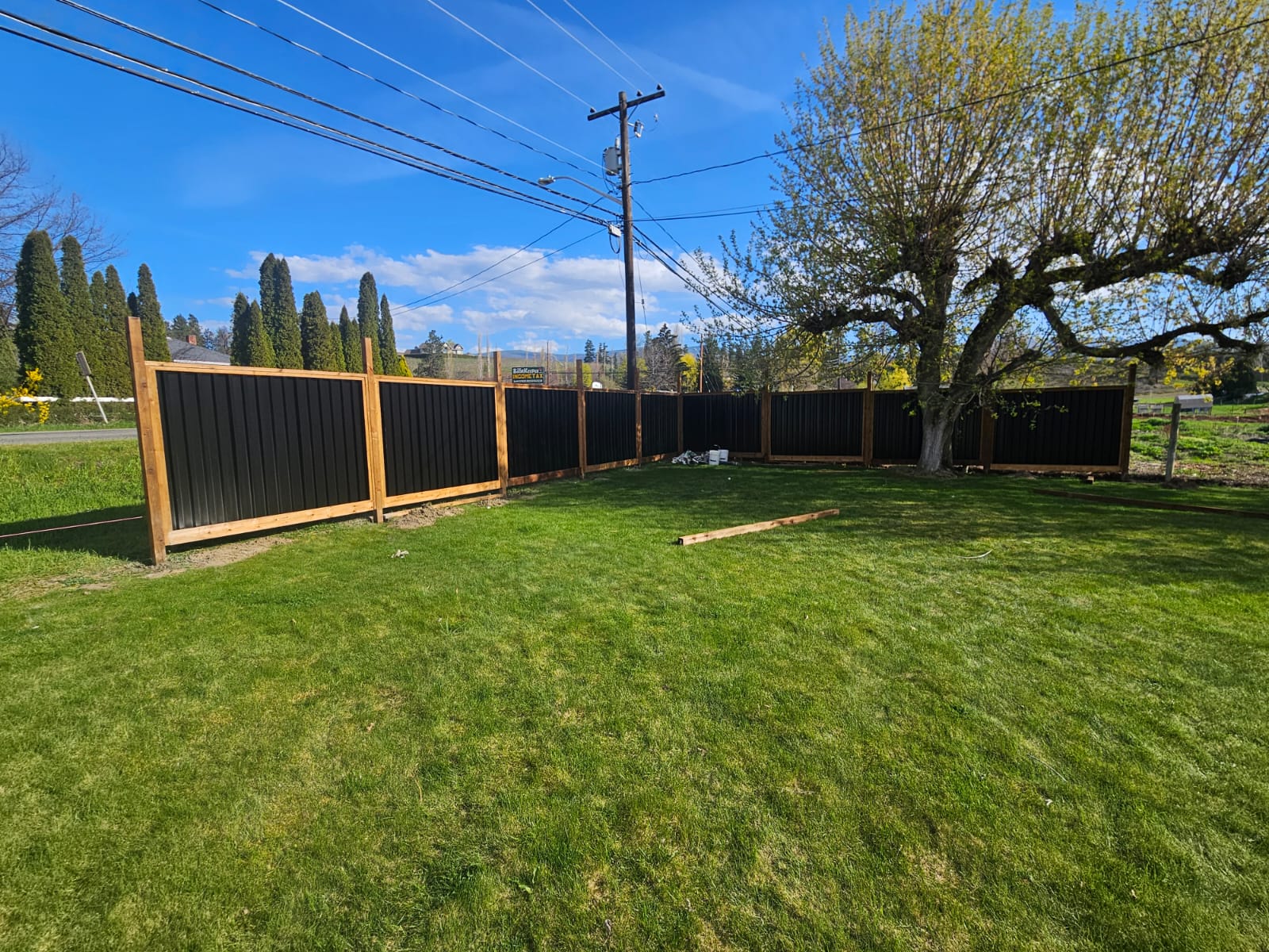 Ribbed Metal Privacy Fence Panels - Treated Wood Frame - Image 23