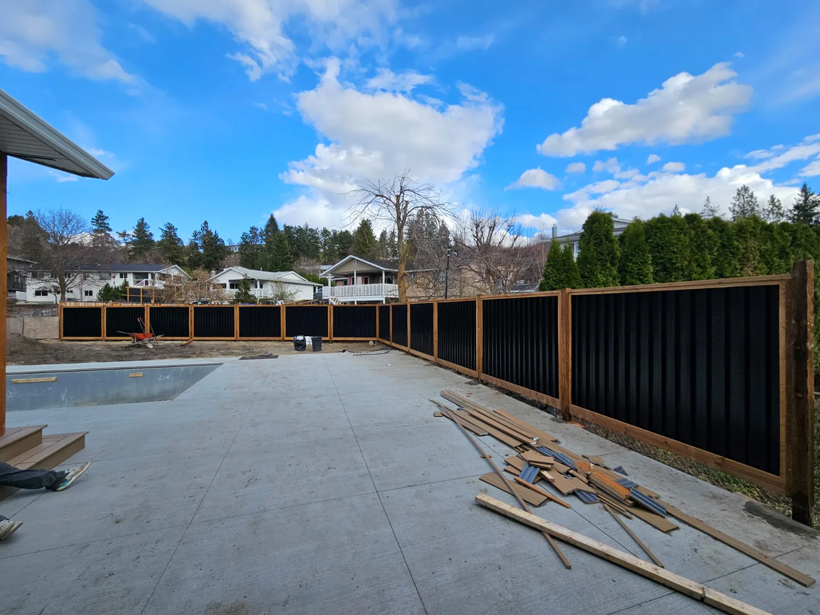 Ribbed Metal Privacy Fence Panels - Treated Wood Frame - Image 25