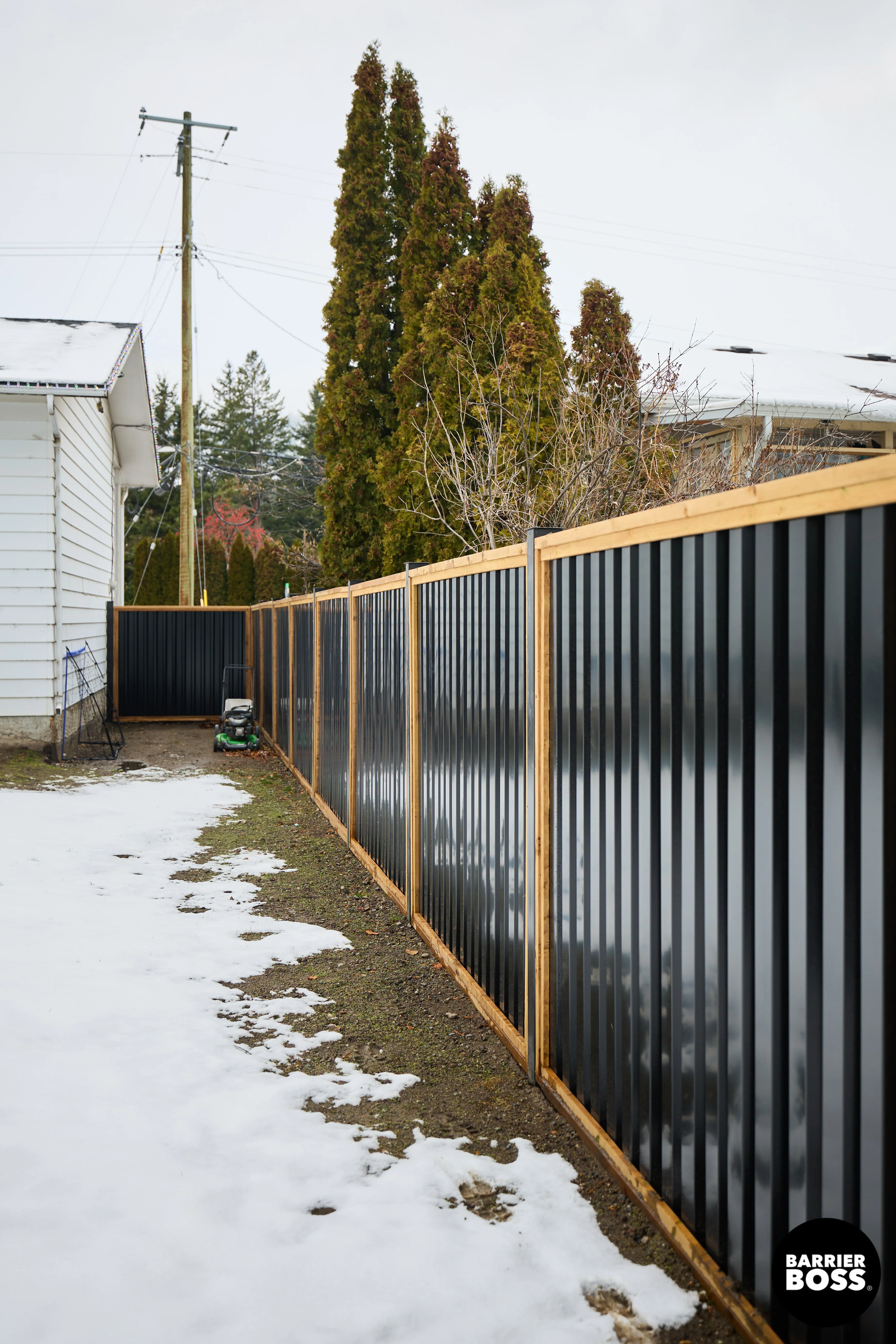 Ribbed Metal Privacy Fence Panels - Treated Wood Frame - Image 33