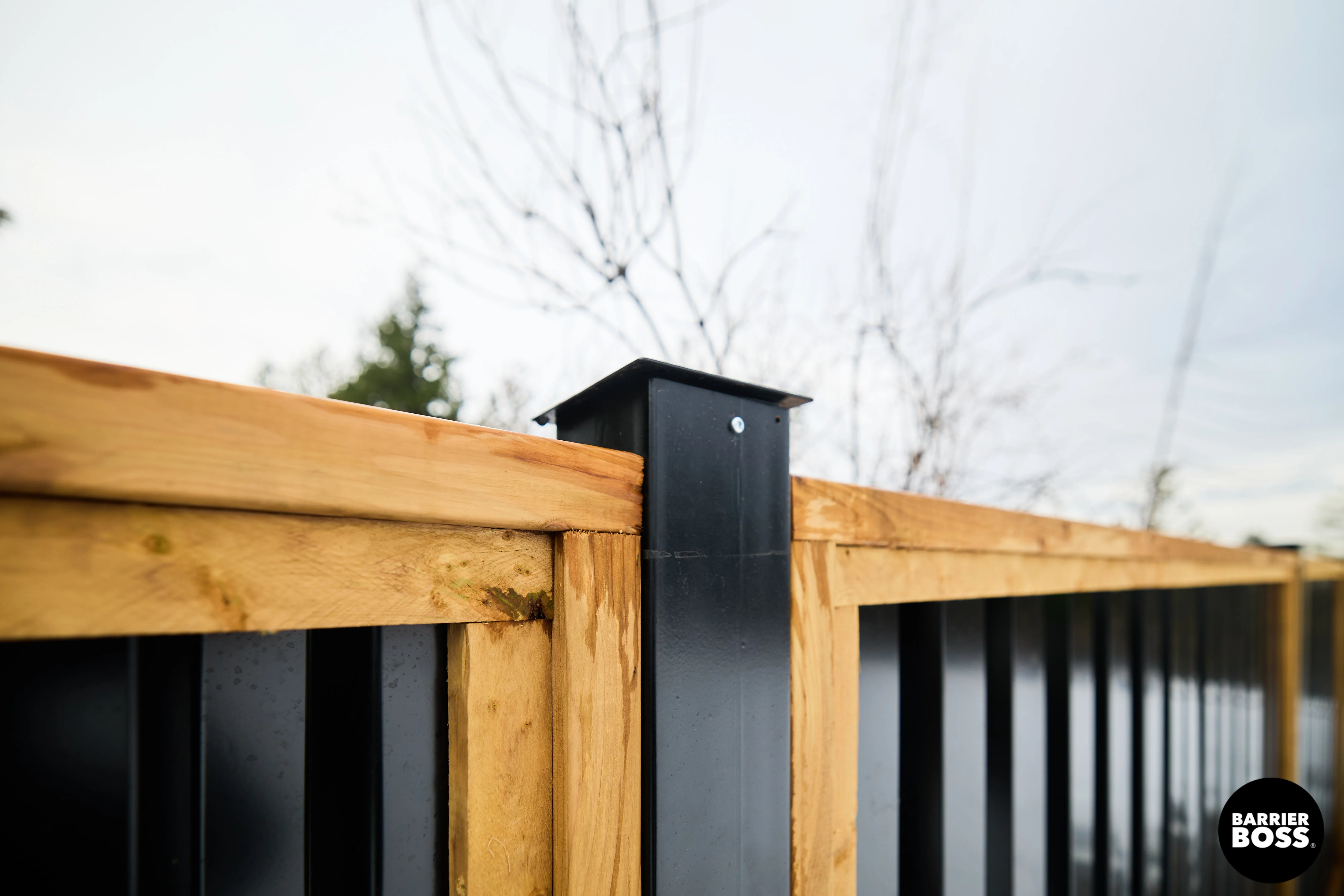 Ribbed Metal Privacy Fence Panels - Treated Wood Frame - Image 37