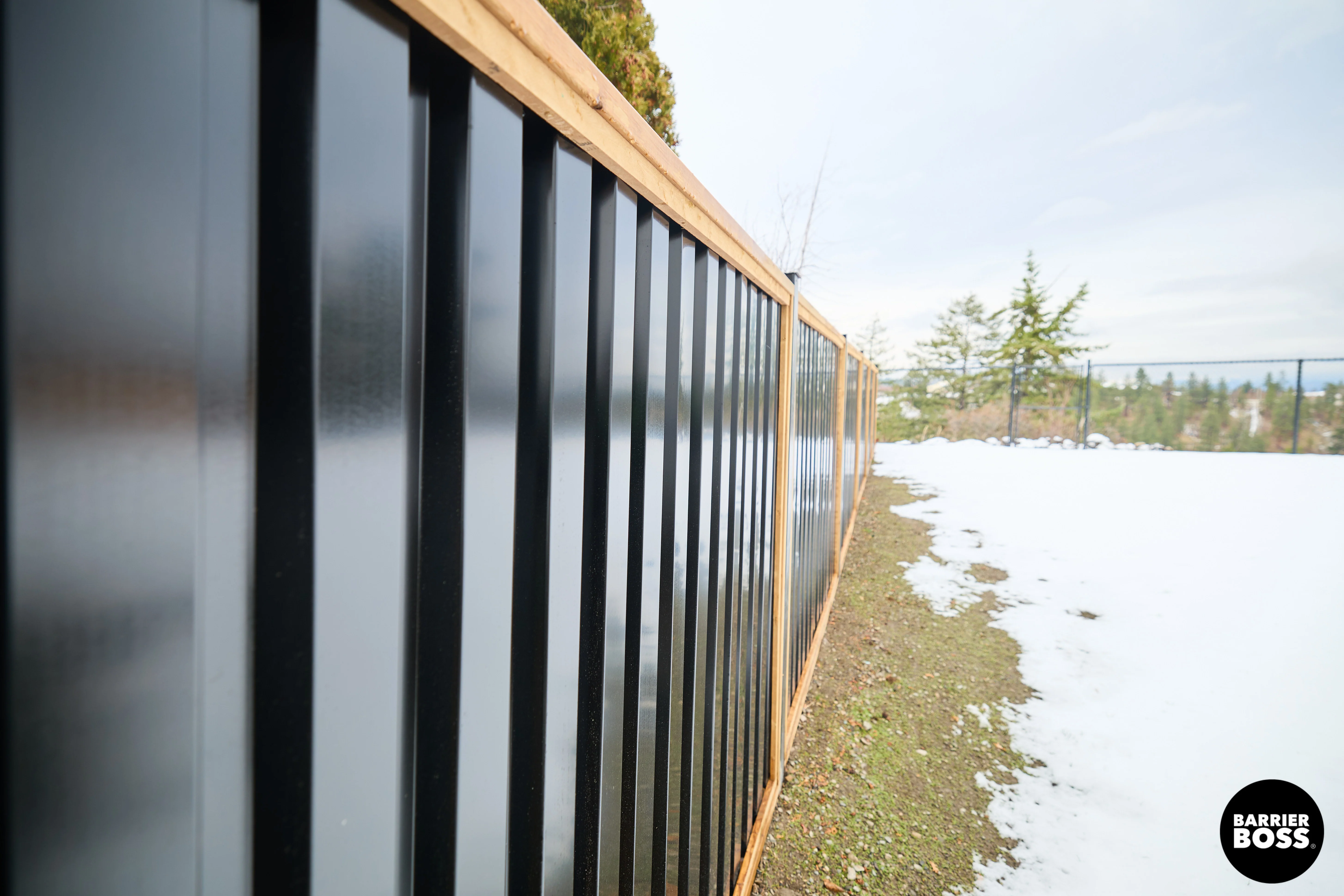 Ribbed Metal Privacy Fence Panels - Treated Wood Frame - Image 42