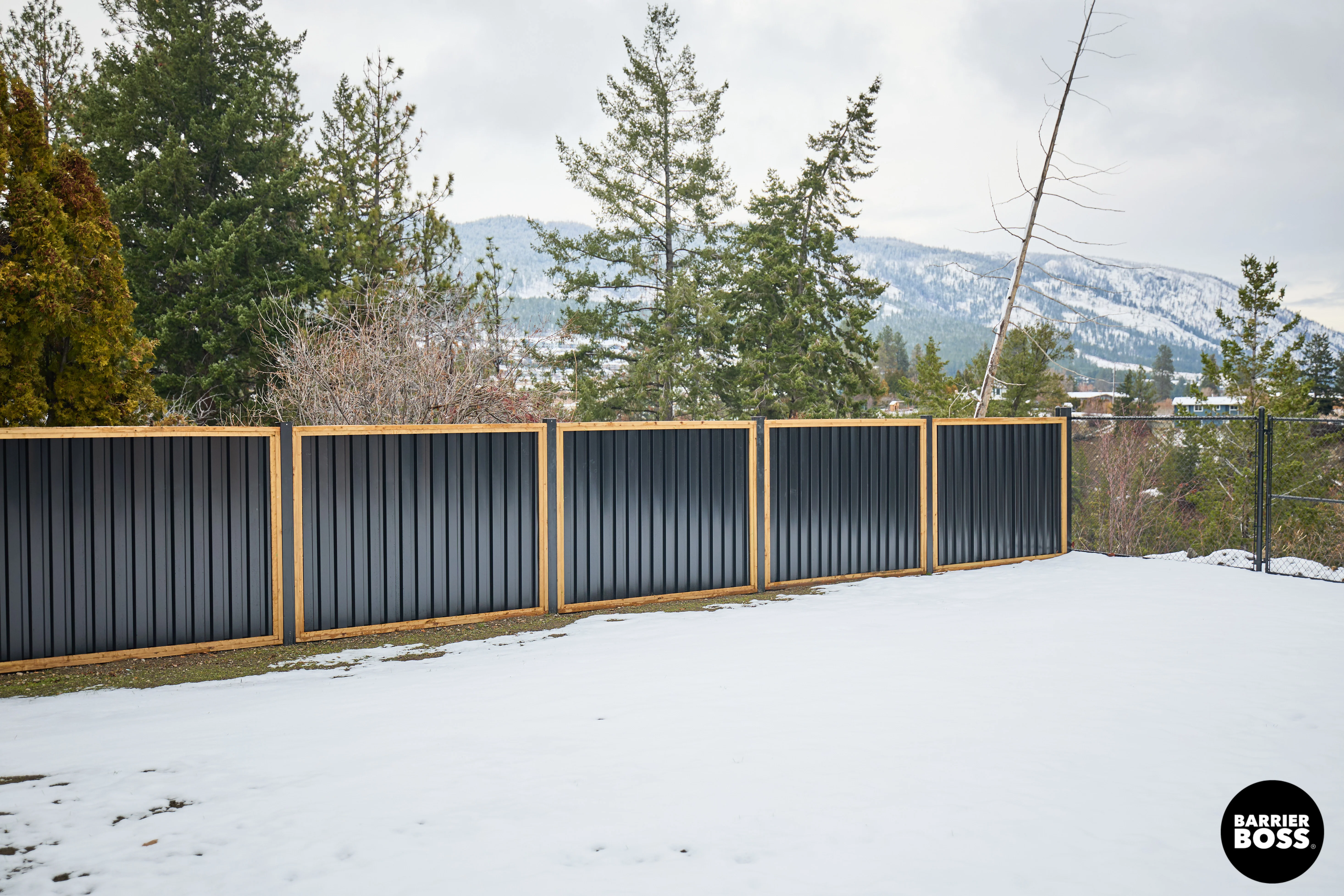 Ribbed Metal Privacy Fence Panels - Treated Wood Frame - Image 51