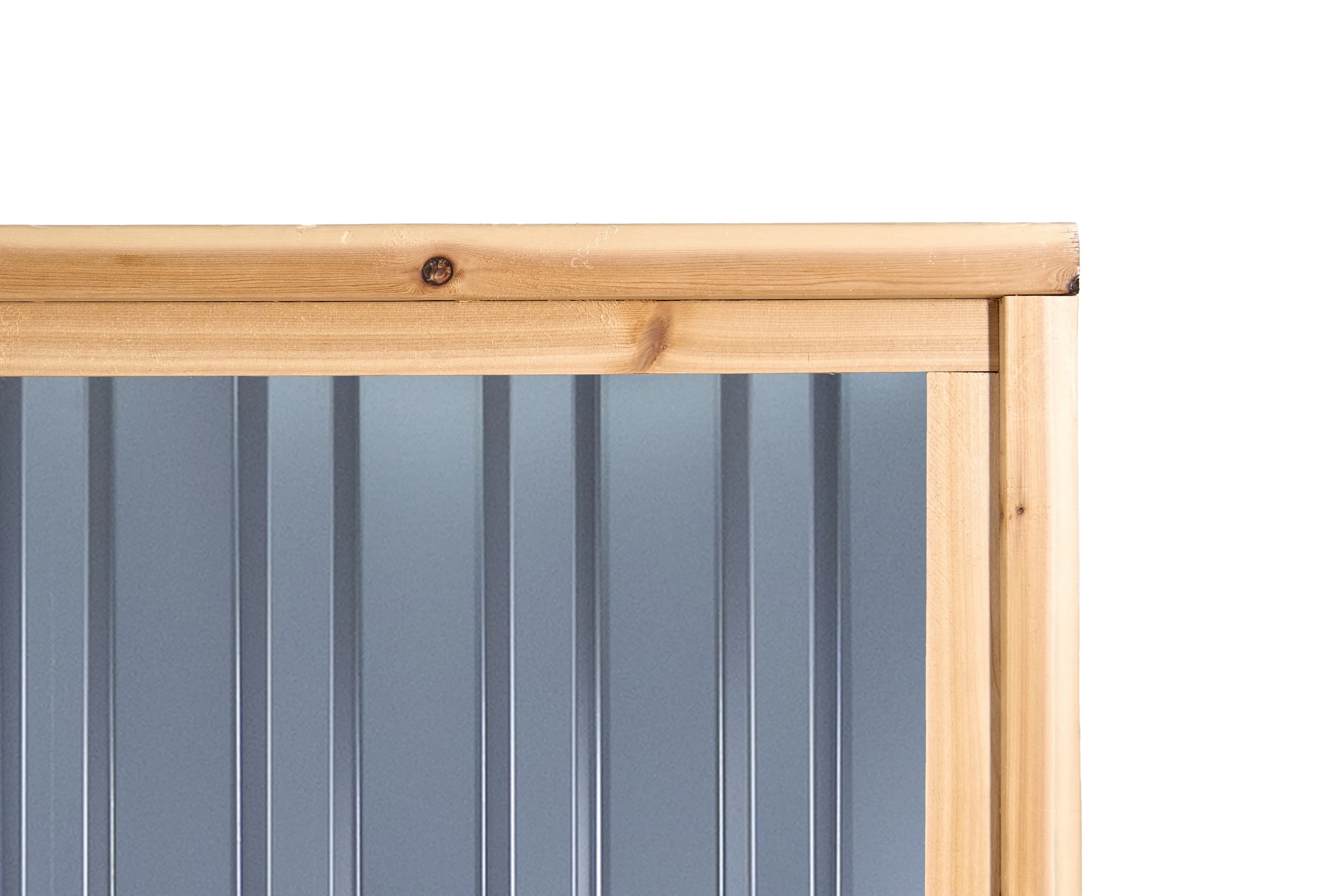 Ribbed Metal Privacy Fence Panels - Cedar Wood Frame - Image 3