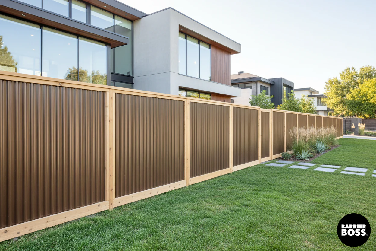 Corrugated Metal Privacy Fence Panels – Cedar Wood Frame - Image 18