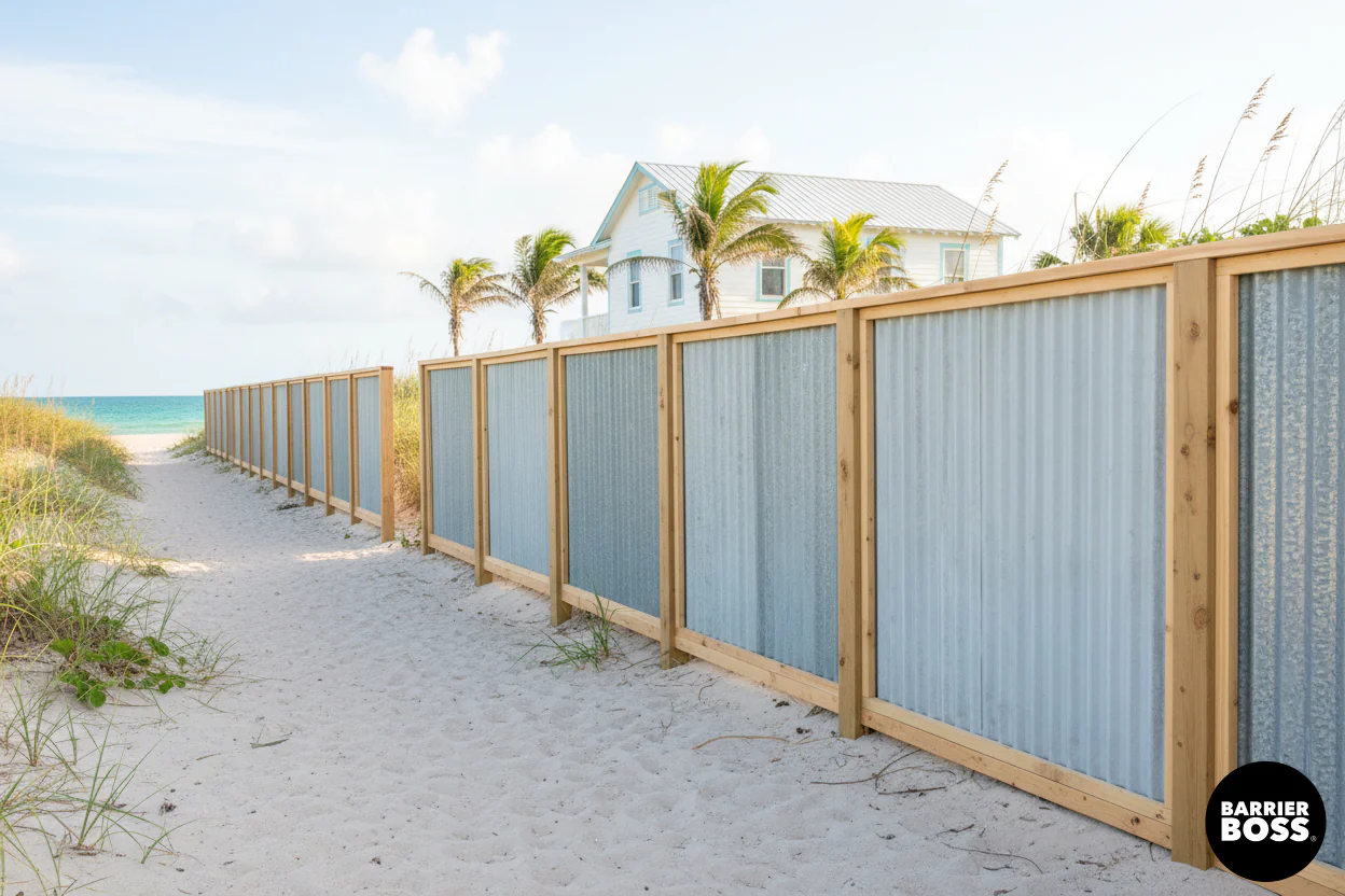 DIY Corrugated Metal Privacy Fence Kit - Cedar Wood Frame - Image 14