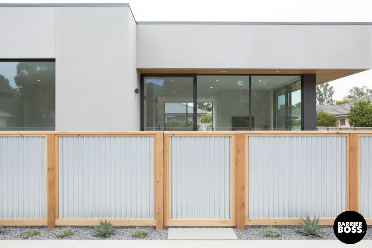 DIY Corrugated Metal Privacy Fence Kit - Cedar Wood Frame - Image 20