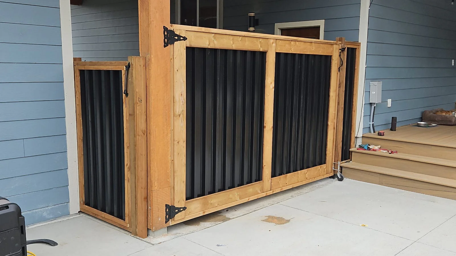 Ribbed Metal Privacy Fence Panels - Treated Wood Frame - Image 31