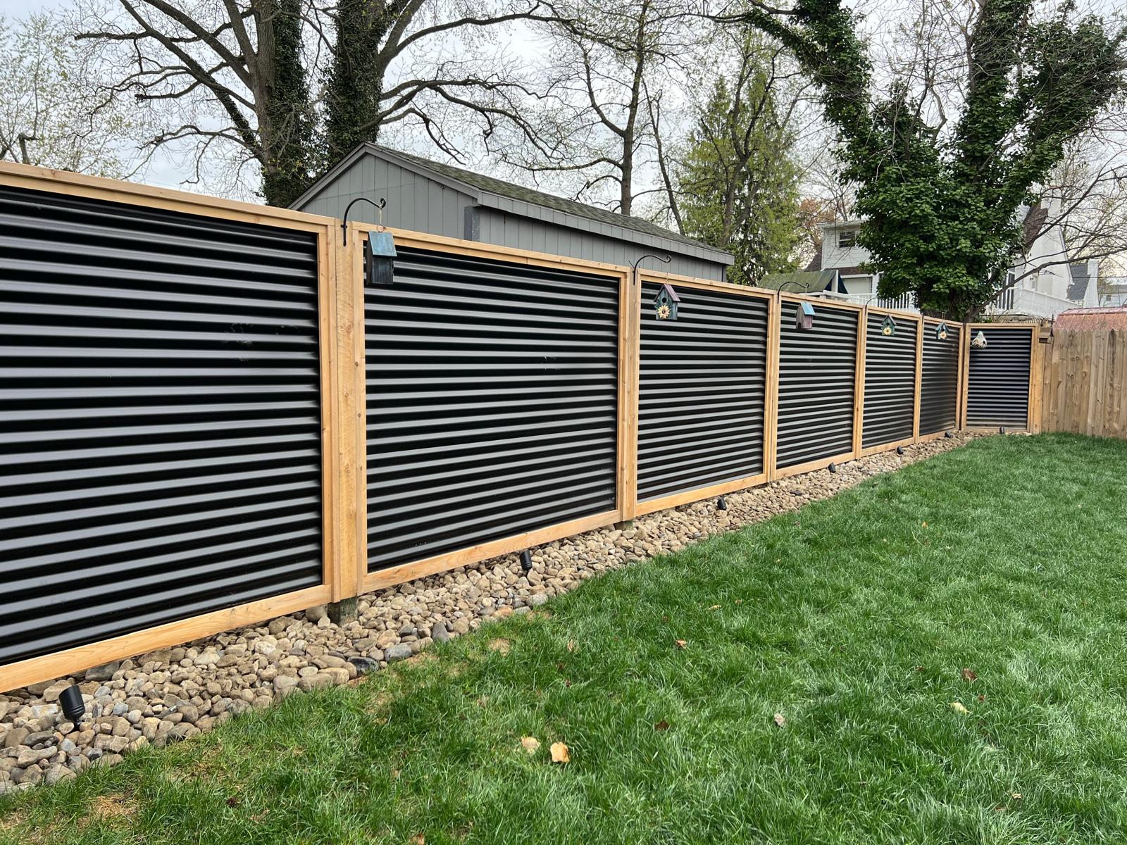 Corrugated Metal Privacy Fence Panels – Cedar Wood Frame - Image 20
