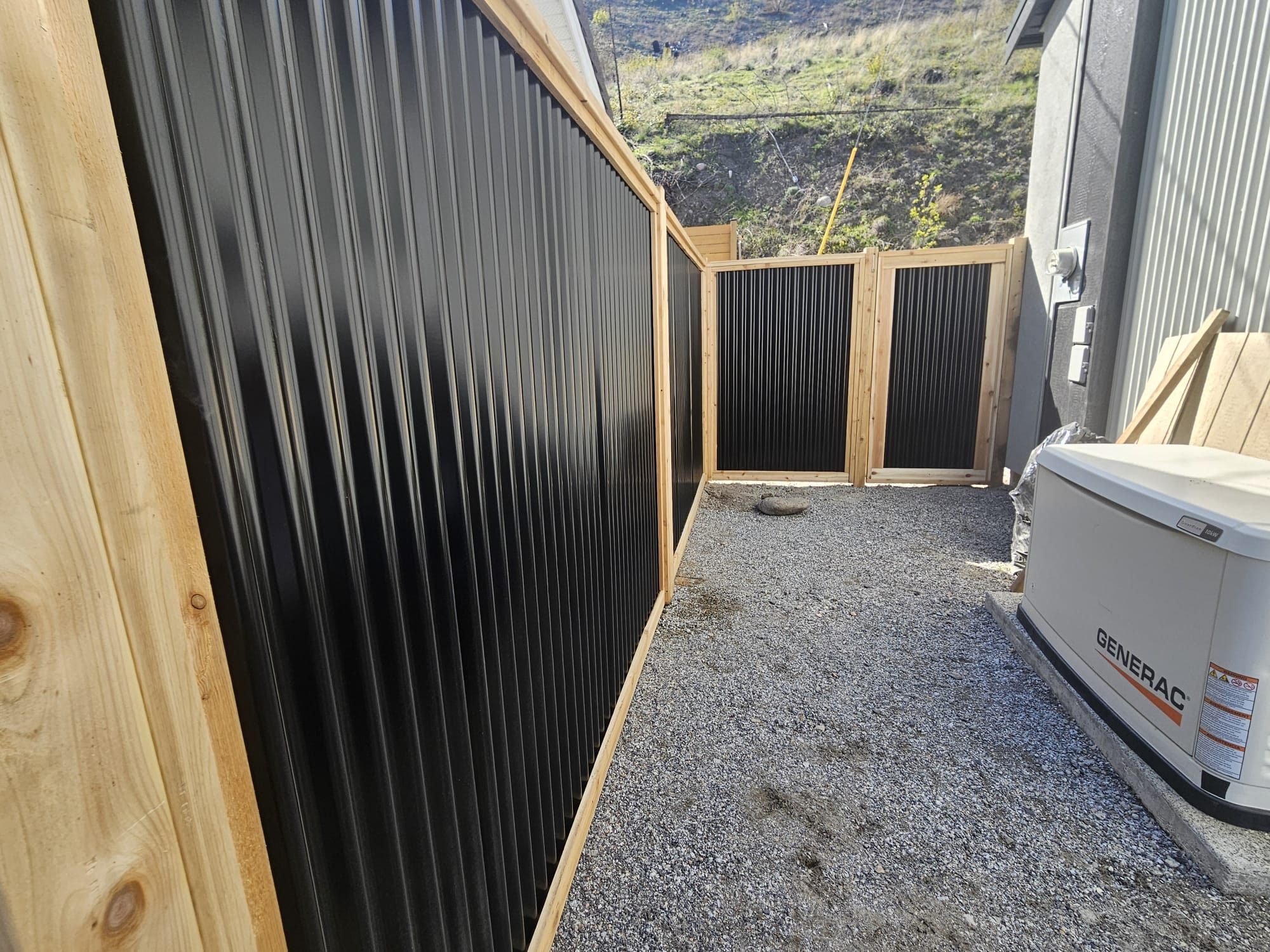 Corrugated Metal Privacy Fence Panels – Cedar Wood Frame - Image 34