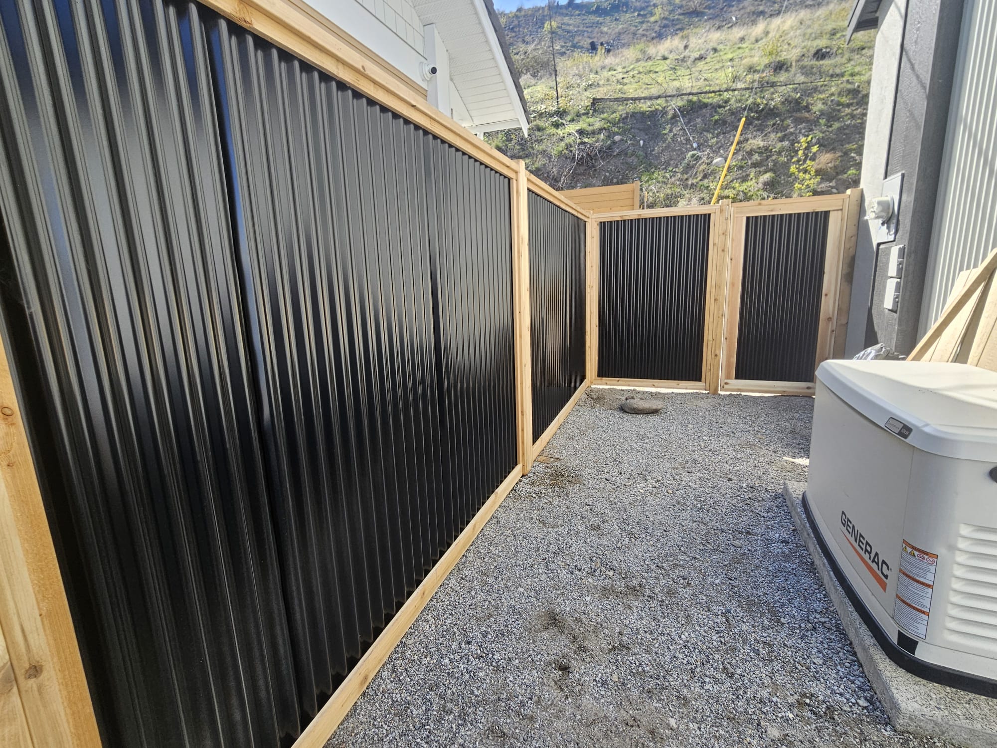 Corrugated Metal Privacy Fence Panels – Cedar Wood Frame - Image 35