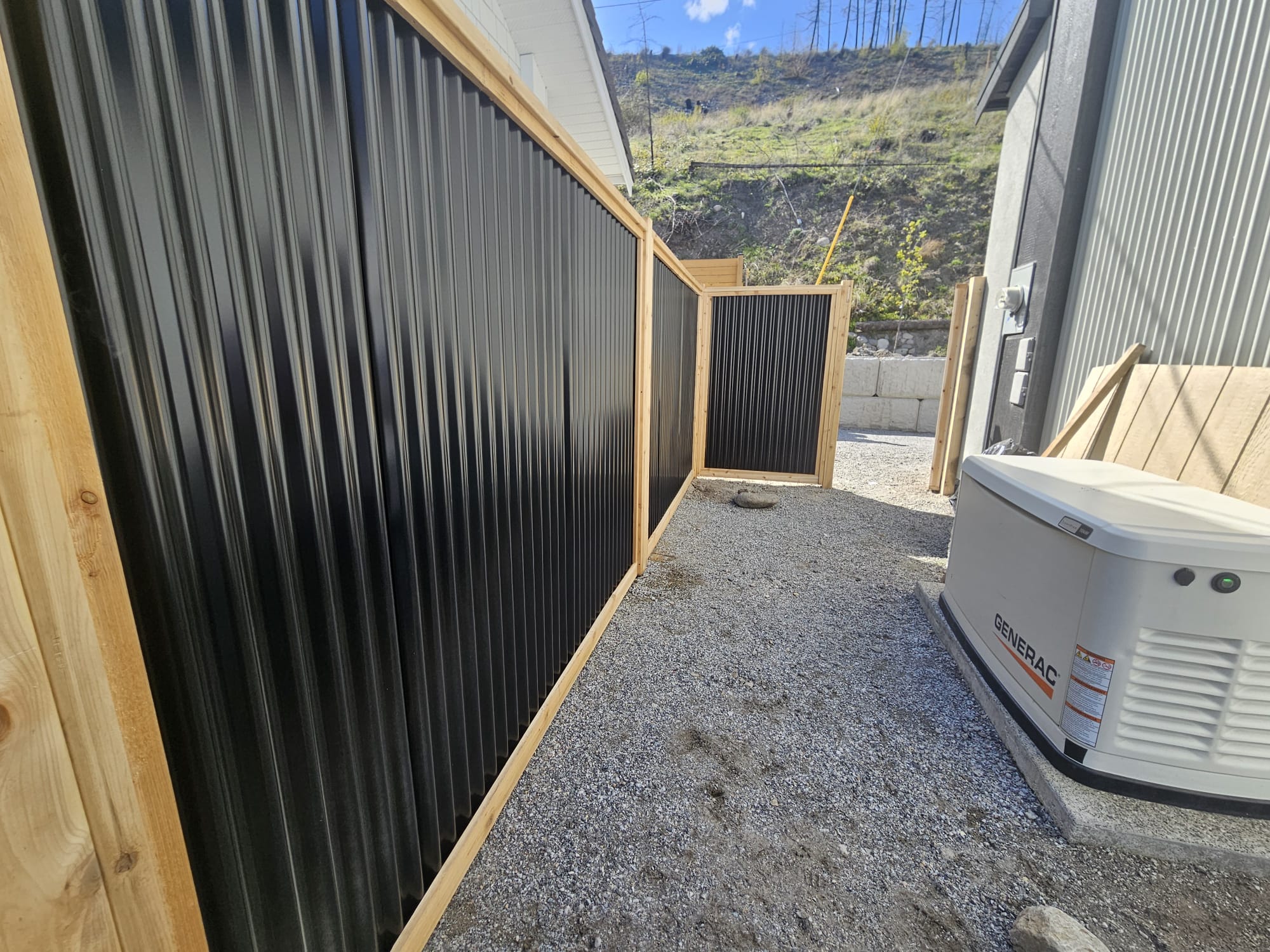 Corrugated Metal Privacy Fence Panels – Cedar Wood Frame - Image 37