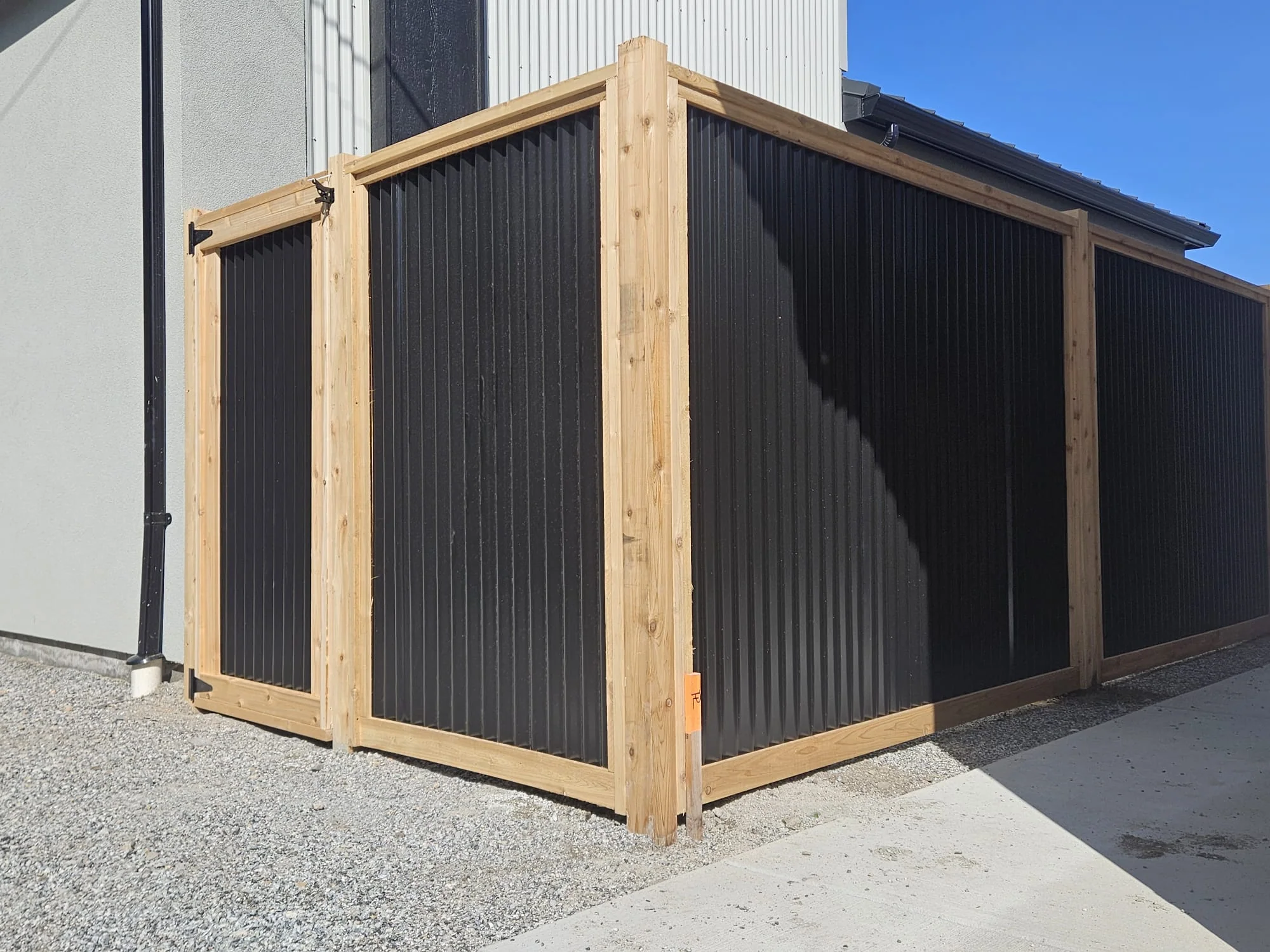 Corrugated Metal Privacy Fence Panels – Cedar Wood Frame - Image 40