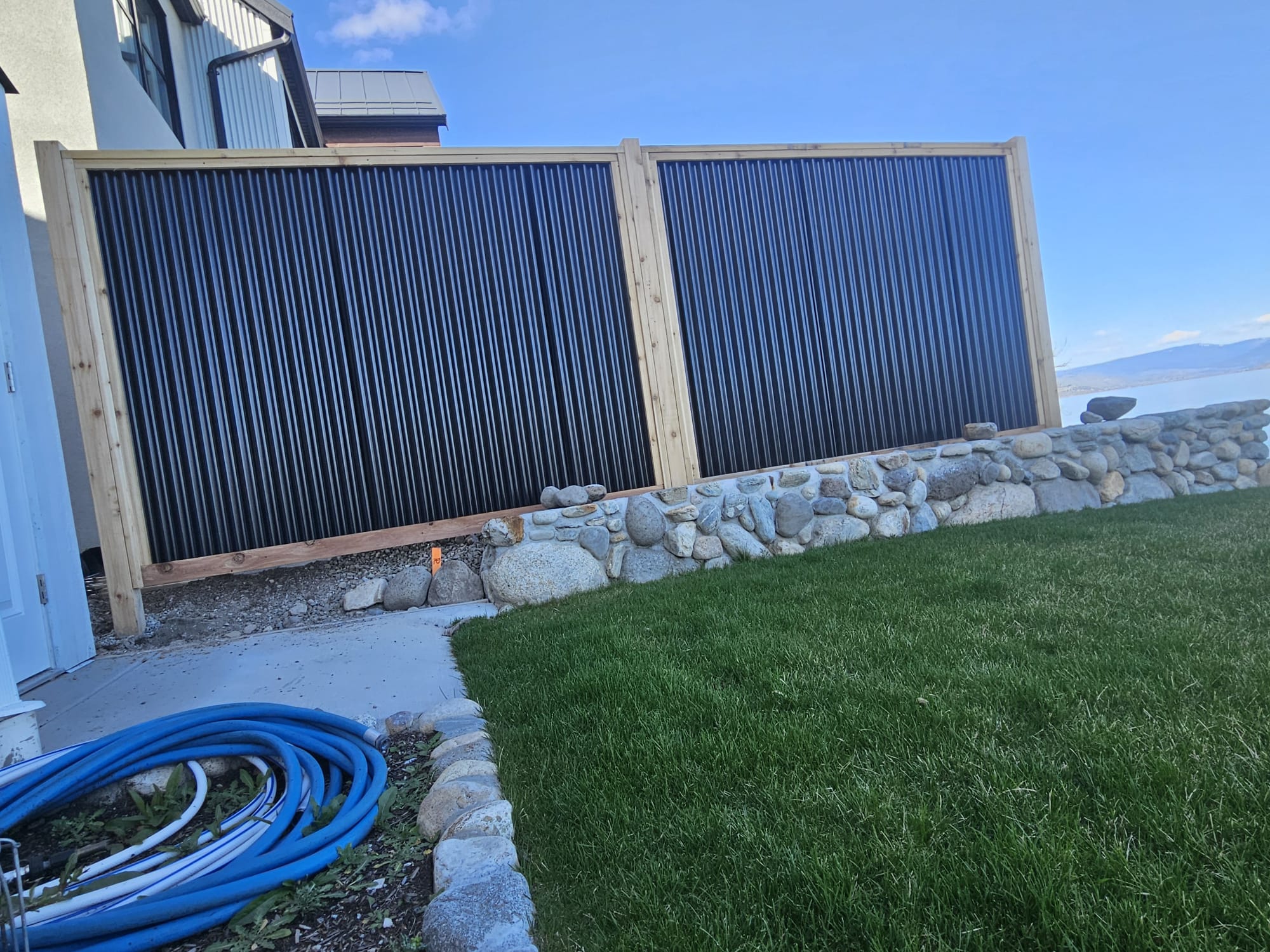 Corrugated Metal Privacy Fence Panels – Cedar Wood Frame - Image 47