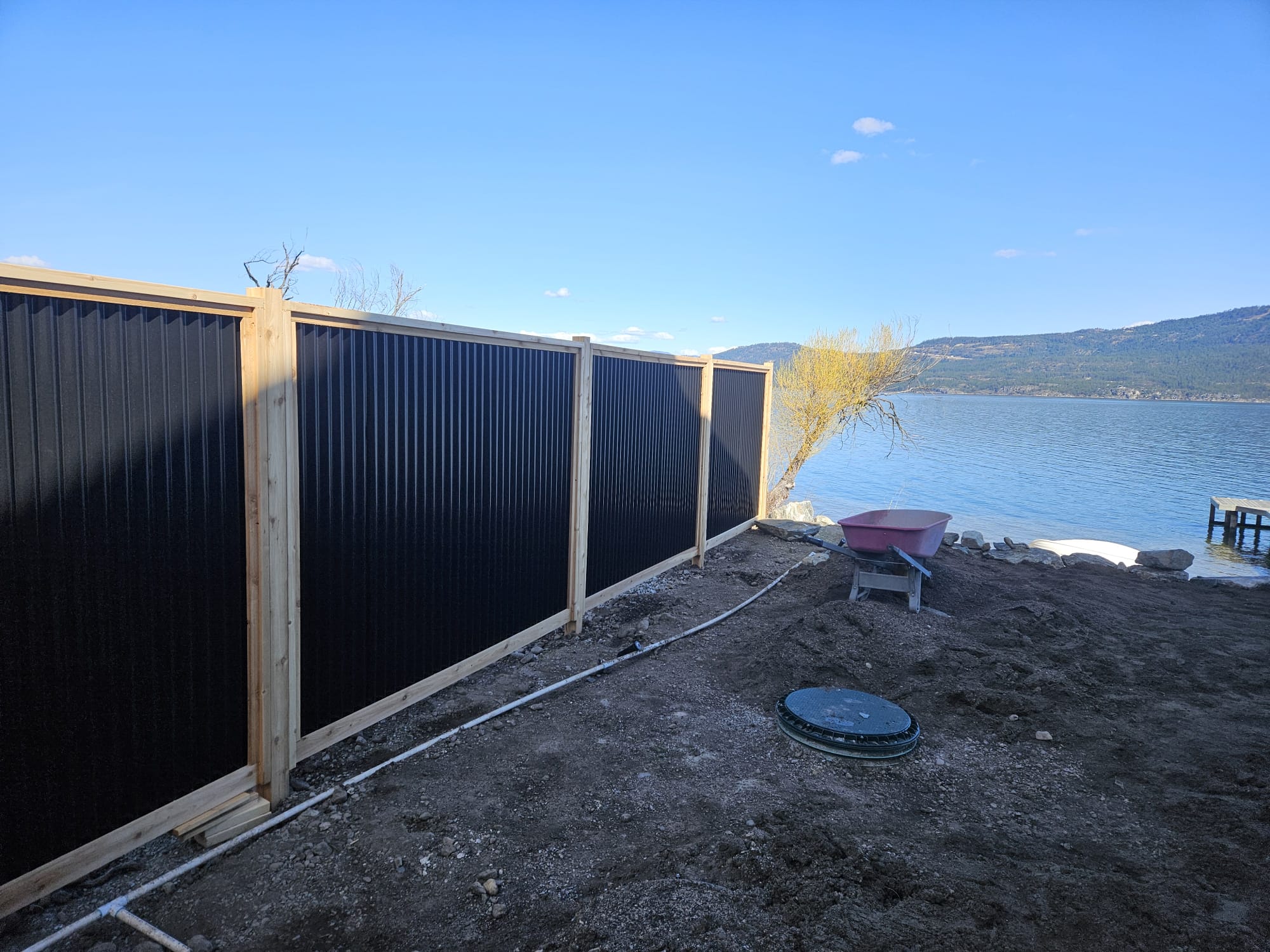 Corrugated Metal Privacy Fence Panels – Cedar Wood Frame - Image 53